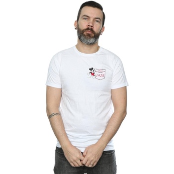 Abbigliamento Uomo T-shirts a maniche lunghe Disney Mickey Mouse Faux Pocket Since 1928 Bianco