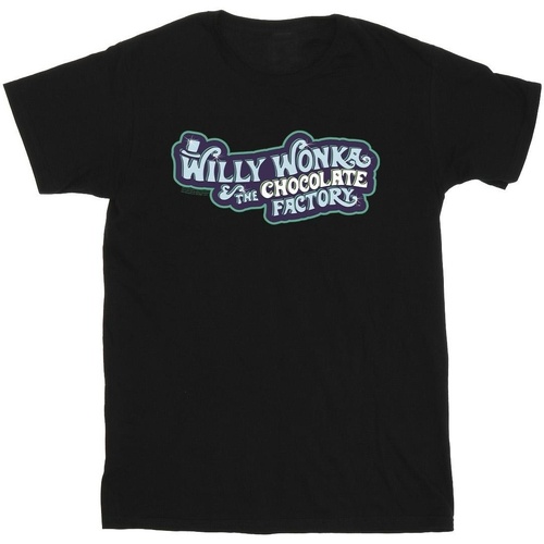Abbigliamento Bambino T-shirt maniche corte Willy Wonka Chocolate Factory Logo Nero