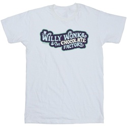 Abbigliamento Bambino T-shirt maniche corte Willy Wonka Chocolate Factory Logo Bianco
