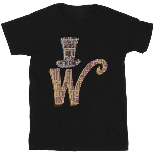 Abbigliamento Bambino T-shirt maniche corte Willy Wonka W Logo Hat Nero