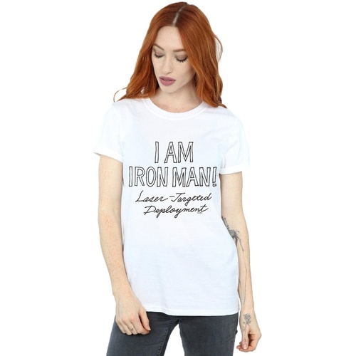 Abbigliamento Donna T-shirts a maniche lunghe Marvel I Am Iron Man Bianco