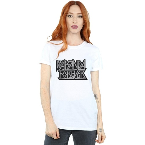 Abbigliamento Donna T-shirts a maniche lunghe Marvel Wakanda Forever Logo Bianco
