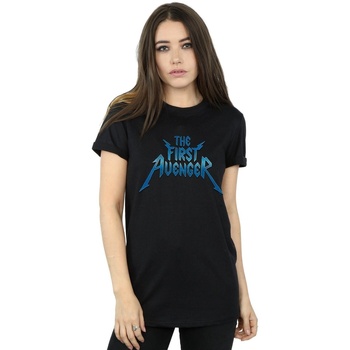 Abbigliamento Donna T-shirts a maniche lunghe Marvel The First Avenger Metal Logo Nero