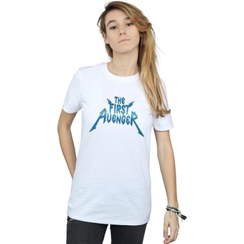 Abbigliamento Donna T-shirts a maniche lunghe Marvel The First Avenger Metal Logo Bianco
