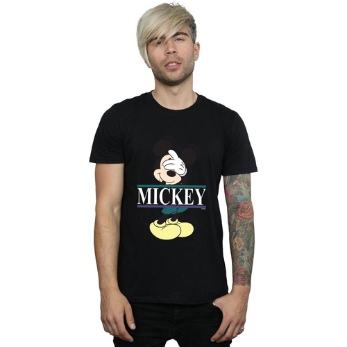 Abbigliamento Uomo T-shirts a maniche lunghe Disney Mickey Mouse Letters Nero