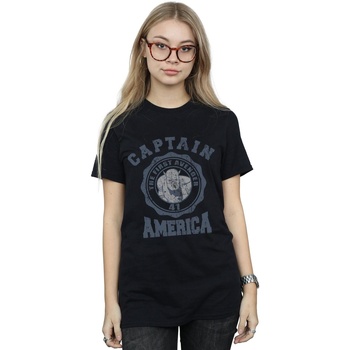 Abbigliamento Donna T-shirts a maniche lunghe Marvel Captain America Collegiate Nero