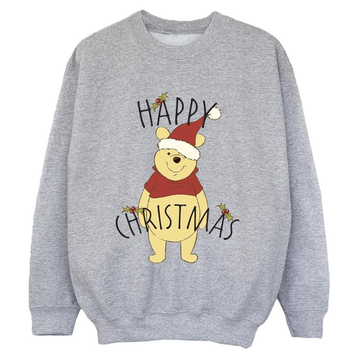 Abbigliamento Bambino Felpe Disney Winnie The Pooh Happy Christmas Holly Grigio