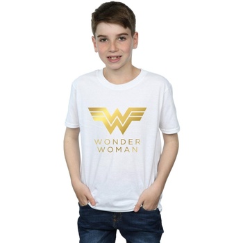 Abbigliamento Bambino T-shirt maniche corte Dc Comics Wonder Woman 84 Golden Logo Bianco