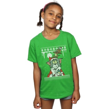 Abbigliamento Bambina T-shirts a maniche lunghe Dessins Animés Christmas Fair Isle Verde
