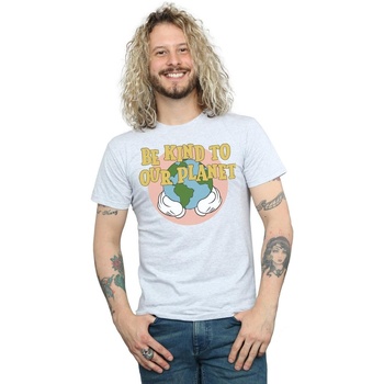 Abbigliamento Uomo T-shirts a maniche lunghe Disney Mickey Mouse Be Kind To Our Planet Grigio