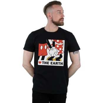 Abbigliamento Uomo T-shirts a maniche lunghe Disney Mickey Mouse Heart The Earth Nero
