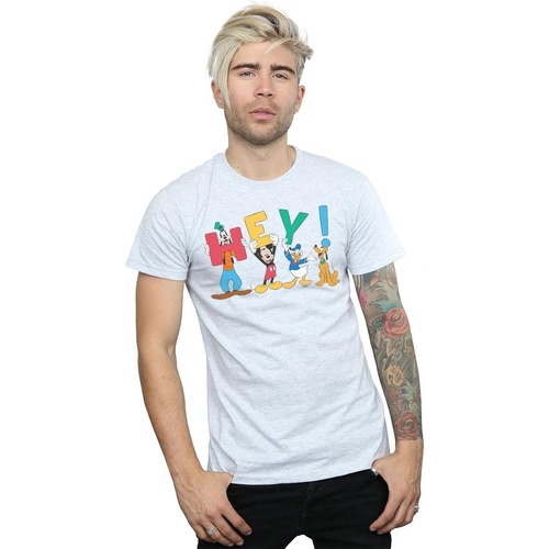 Abbigliamento Uomo T-shirts a maniche lunghe Disney Mickey Mouse Friends Hey Grigio
