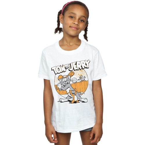 Abbigliamento Bambina T-shirts a maniche lunghe Dessins Animés Play Baseball Bianco