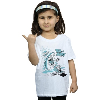 Abbigliamento Bambina T-shirts a maniche lunghe Dessins Animés Summer Shark Bianco