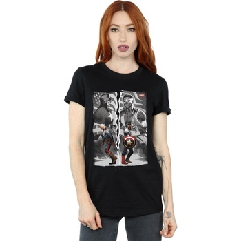 Abbigliamento Donna T-shirts a maniche lunghe Marvel Falcon And Captain America Split Nero