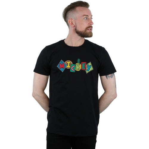 Abbigliamento Uomo T-shirts a maniche lunghe Disney Mickey Mouse Fruit Blocks Nero
