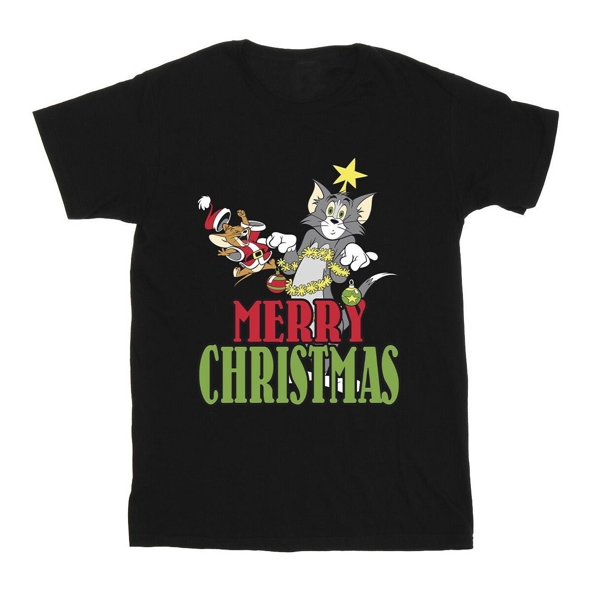Abbigliamento Bambina T-shirts a maniche lunghe Dessins Animés Merry Christmas Baubles Nero