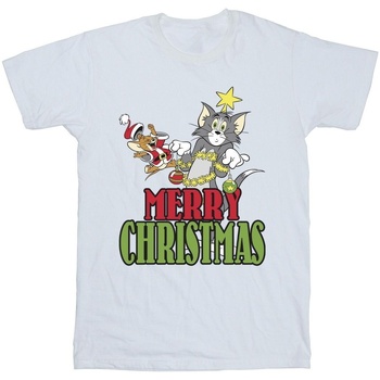 Abbigliamento Bambina T-shirts a maniche lunghe Dessins Animés Merry Christmas Baubles Bianco