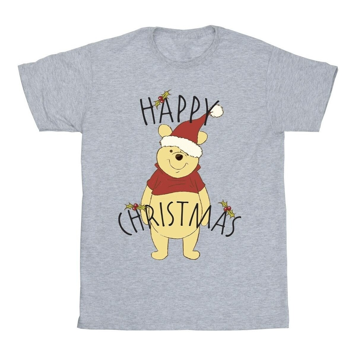 Abbigliamento Bambino T-shirt maniche corte Disney Winnie The Pooh Happy Christmas Holly Grigio