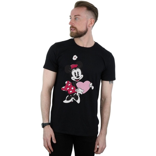 Abbigliamento Uomo T-shirts a maniche lunghe Disney Minnie Mouse Love Heart Nero