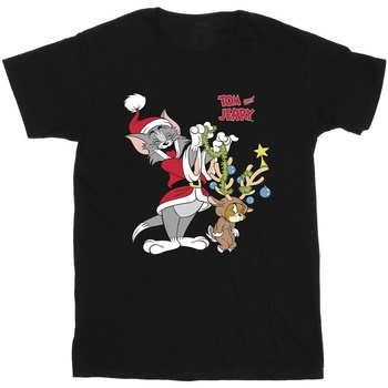 Abbigliamento Bambina T-shirts a maniche lunghe Tom & Jerry Christmas Reindeer Nero