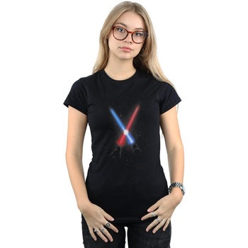 Abbigliamento Donna T-shirts a maniche lunghe Disney Crossed Lightsabres Nero