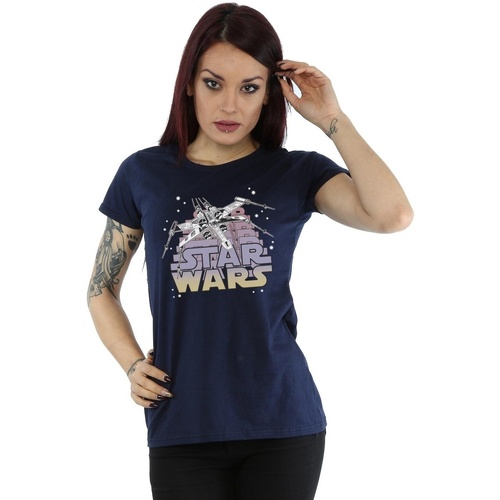 Abbigliamento Donna T-shirts a maniche lunghe Disney X-Wing Starfighter Blu