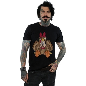 Abbigliamento Uomo T-shirts a maniche lunghe Disney Minnie Mouse Thanksgiving Turkey Costume Nero