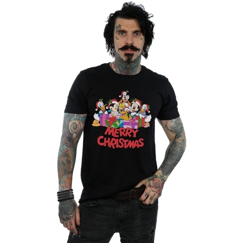 Abbigliamento Uomo T-shirts a maniche lunghe Disney Mickey Mouse And Friends Christmas Nero