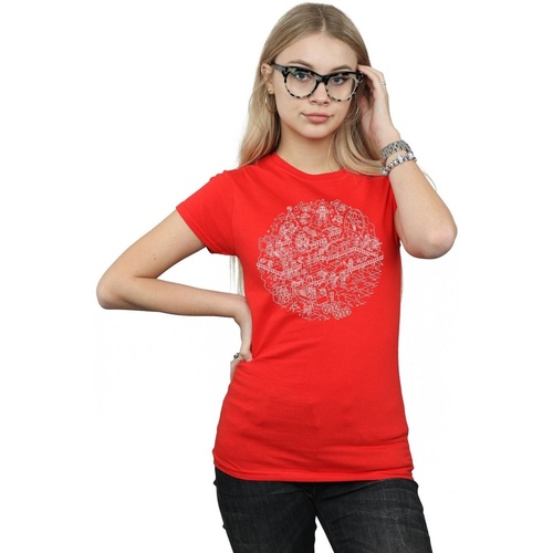 Abbigliamento Donna T-shirts a maniche lunghe Disney Christmas Death Star Rosso