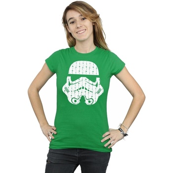 Abbigliamento Donna T-shirts a maniche lunghe Disney Christmas Stormtrooper Helmet Verde