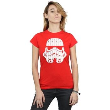Abbigliamento Donna T-shirts a maniche lunghe Disney Christmas Stormtrooper Helmet Rosso