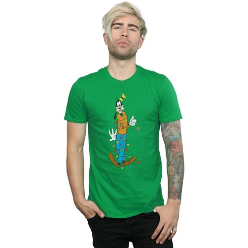 Abbigliamento Uomo T-shirts a maniche lunghe Disney Goofy Christmas Lights Verde