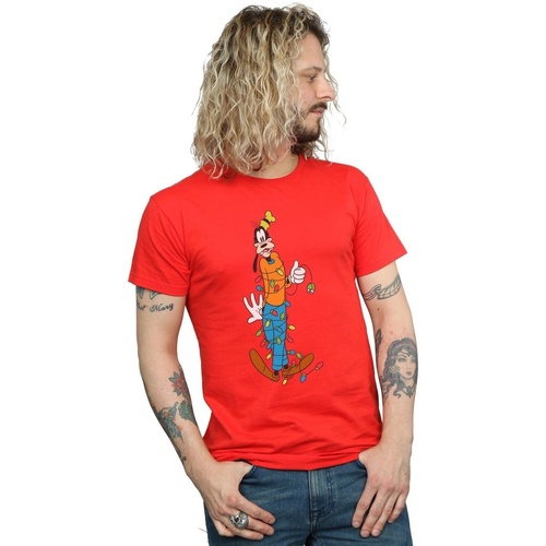 Abbigliamento Uomo T-shirts a maniche lunghe Disney Goofy Christmas Lights Rosso