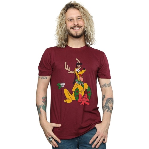 Abbigliamento Uomo T-shirts a maniche lunghe Disney Pluto Christmas Reindeer Multicolore