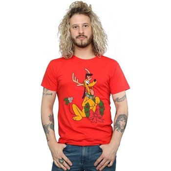 Abbigliamento Uomo T-shirts a maniche lunghe Disney Pluto Christmas Reindeer Rosso