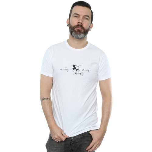 Abbigliamento Uomo T-shirts a maniche lunghe Disney Mickey Mouse Whistle Bianco
