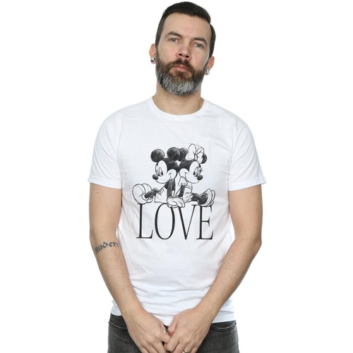 Abbigliamento Uomo T-shirts a maniche lunghe Disney Mickey And Minnie Mouse Love Bianco