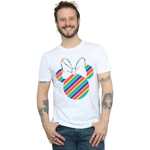Abbigliamento Uomo T-shirts a maniche lunghe Disney Minnie Mouse Rainbow Face Bianco