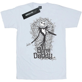 Abbigliamento Donna T-shirts a maniche lunghe Disney Nightmare Before Christmas Bone Daddy Bianco
