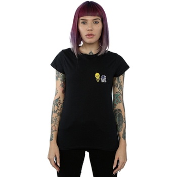 Abbigliamento Donna T-shirts a maniche lunghe Disney Resistance Droids Chest Print Nero