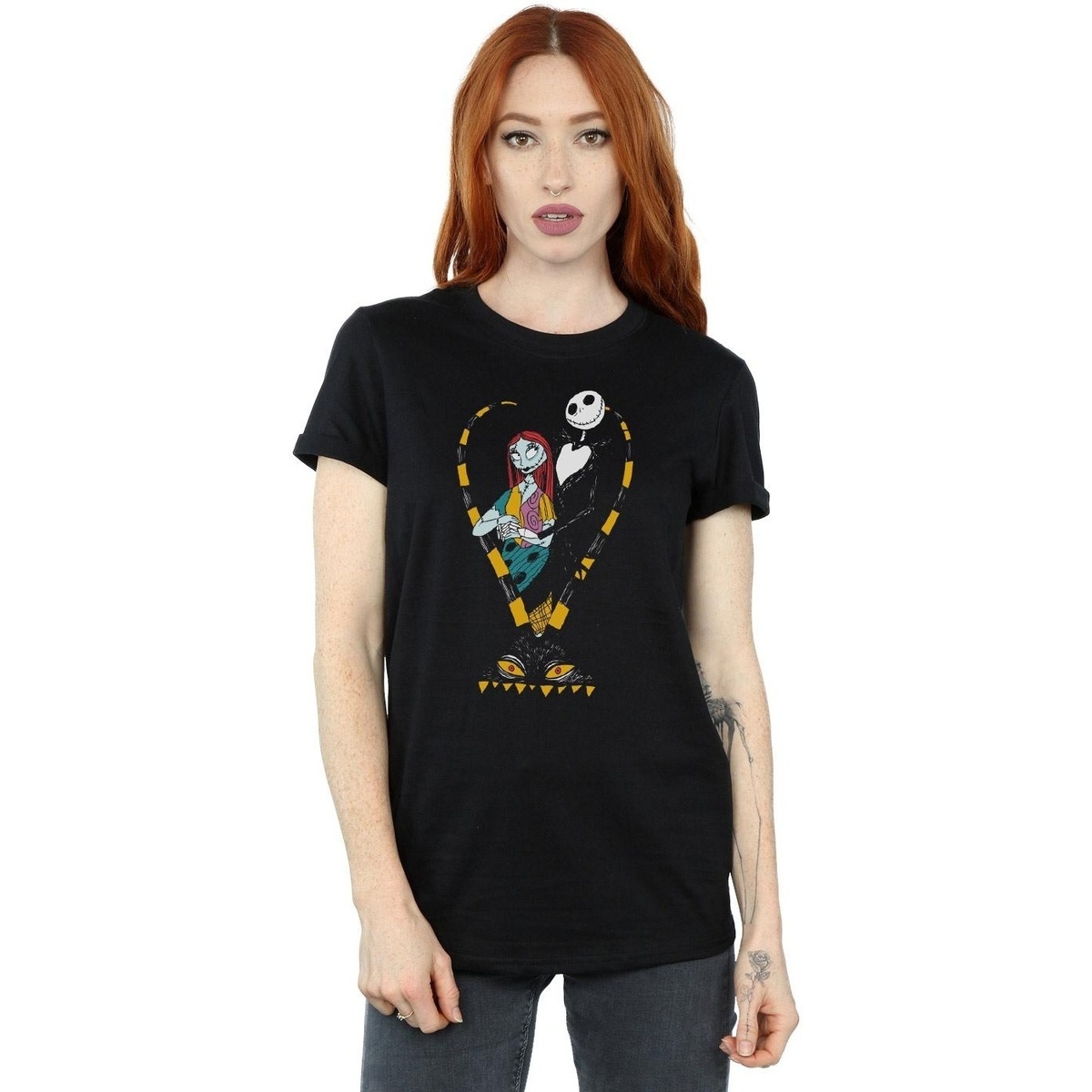 Abbigliamento Donna T-shirts a maniche lunghe Disney Nightmare Before Christmas Jack And Sally Love Nero