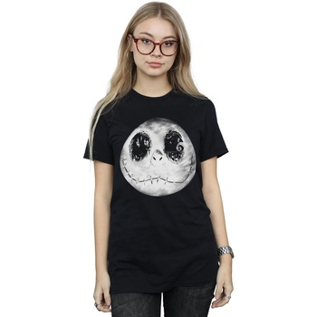 Abbigliamento Donna T-shirts a maniche lunghe Disney Nightmare Before Christmas Jack Moon Face Nero