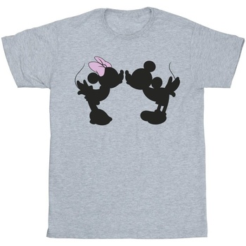 Abbigliamento Uomo T-shirts a maniche lunghe Disney Mickey Minnie Kiss Silhouette Grigio