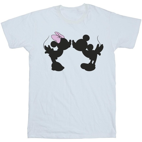 Abbigliamento Uomo T-shirts a maniche lunghe Disney Mickey Minnie Kiss Silhouette Bianco