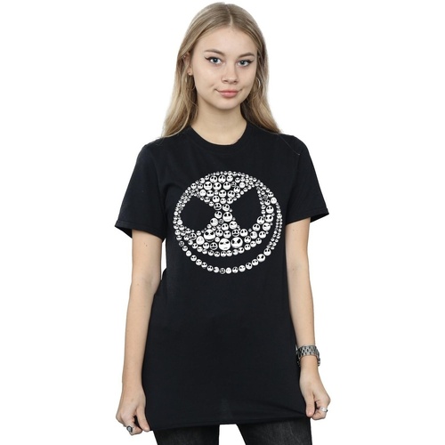 Abbigliamento Donna T-shirts a maniche lunghe Disney Nightmare Before Christmas Jack Skull Collage Nero