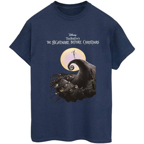 Abbigliamento Donna T-shirts a maniche lunghe Nightmare Before Christmas Moon Poster Blu