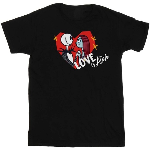 Abbigliamento Donna T-shirts a maniche lunghe Disney The Nightmare Before Christmas Love Is Alive Nero