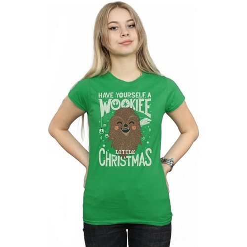Abbigliamento Donna T-shirts a maniche lunghe Disney Wookiee Little Christmas Verde