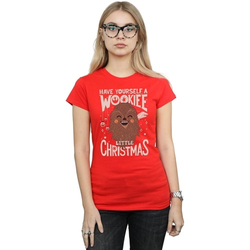 Abbigliamento Donna T-shirts a maniche lunghe Disney Wookiee Little Christmas Rosso